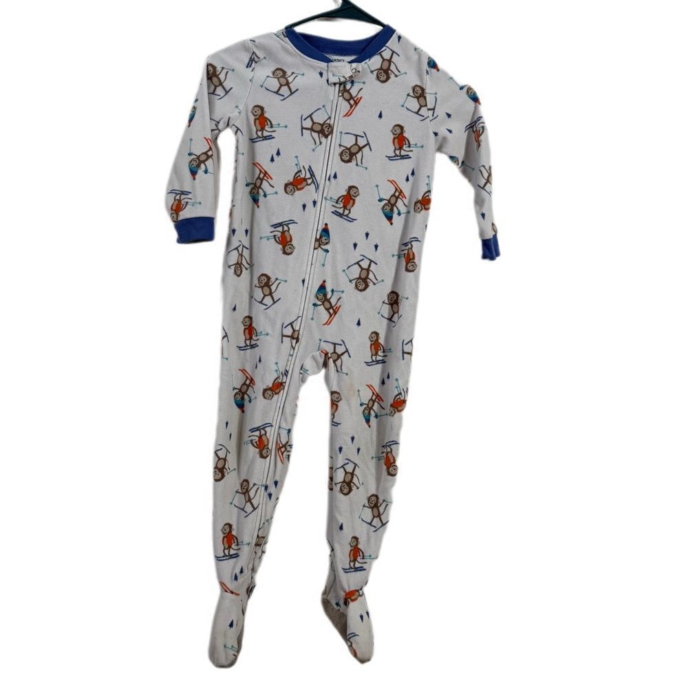 Carter's White and Blue‎ Footies for Cozy Nights